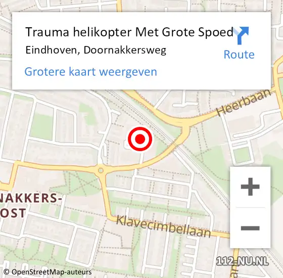 Locatie op kaart van de 112 melding: Trauma helikopter Met Grote Spoed Naar Eindhoven, Doornakkersweg op 6 juli 2022 07:24