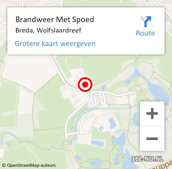 Locatie op kaart van de 112 melding: Brandweer Met Spoed Naar Breda, Wolfslaardreef op 6 juli 2022 09:13