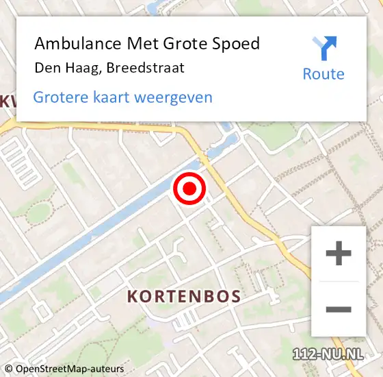 Locatie op kaart van de 112 melding: Ambulance Met Grote Spoed Naar Den Haag, Breedstraat op 6 juli 2022 09:27