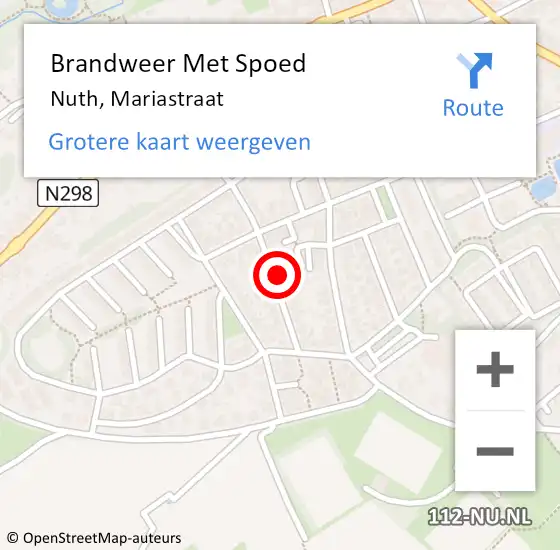 Locatie op kaart van de 112 melding: Brandweer Met Spoed Naar Nuth, Mariastraat op 6 juli 2022 09:52
