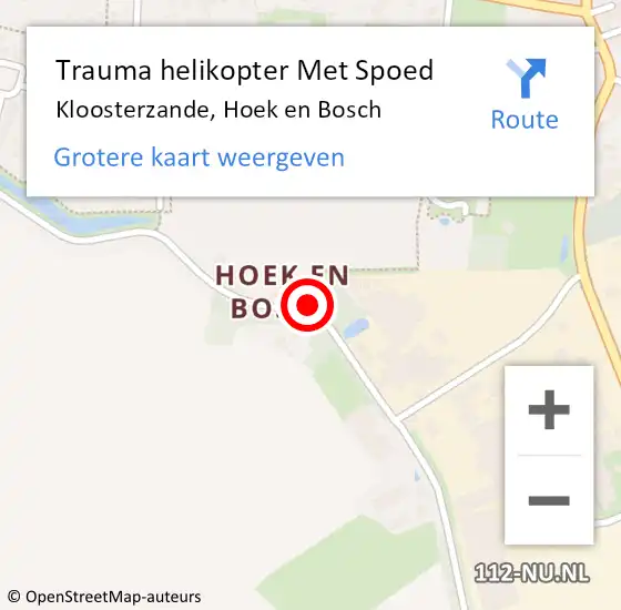 Locatie op kaart van de 112 melding: Trauma helikopter Met Spoed Naar Kloosterzande, Hoek en Bosch op 6 juli 2022 11:00