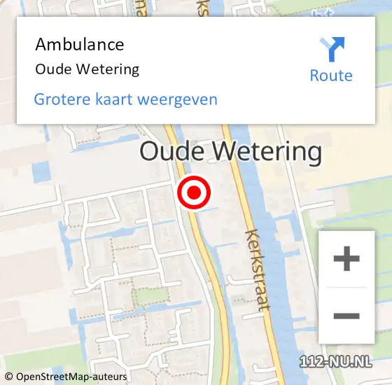 Locatie op kaart van de 112 melding: Ambulance Oude Wetering op 6 juli 2022 13:47