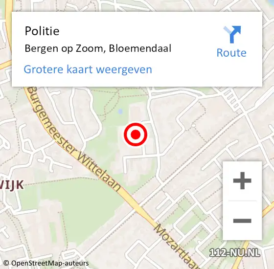Locatie op kaart van de 112 melding: Politie Bergen op Zoom, Bloemendaal op 6 juli 2022 14:18