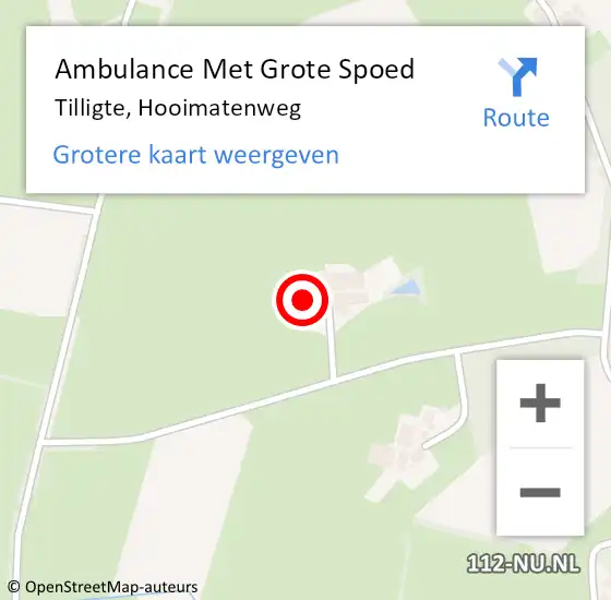 Locatie op kaart van de 112 melding: Ambulance Met Grote Spoed Naar Tilligte, Hooimatenweg op 6 juli 2022 15:08