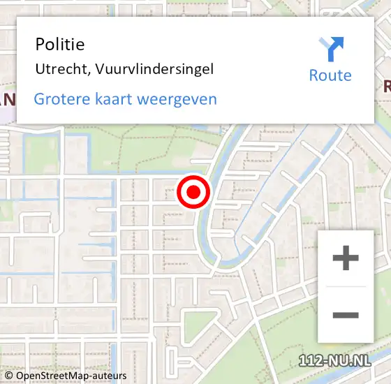 Locatie op kaart van de 112 melding: Politie Utrecht, Vuurvlindersingel op 6 juli 2022 15:17