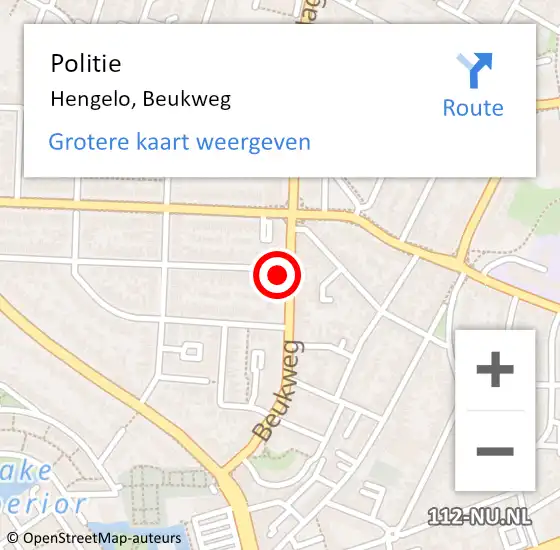 Locatie op kaart van de 112 melding: Politie Hengelo, Beukweg op 6 juli 2022 15:41