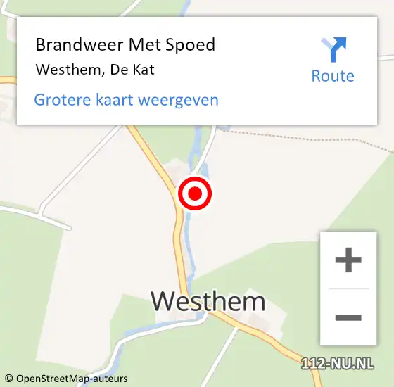 Locatie op kaart van de 112 melding: Brandweer Met Spoed Naar Westhem, De Kat op 6 juli 2022 15:46