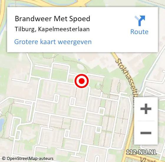 Locatie op kaart van de 112 melding: Brandweer Met Spoed Naar Tilburg, Kapelmeesterlaan op 6 juli 2022 16:12