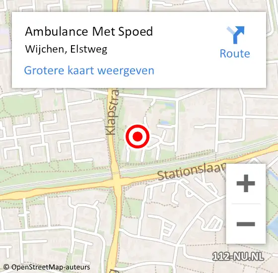 Locatie op kaart van de 112 melding: Ambulance Met Spoed Naar Wijchen, Elstweg op 6 juli 2022 16:19