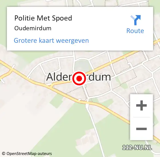 Locatie op kaart van de 112 melding: Politie Met Spoed Naar Oudemirdum op 6 juli 2022 16:24