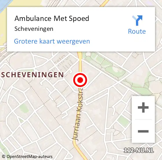 Locatie op kaart van de 112 melding: Ambulance Met Spoed Naar Scheveningen op 6 juli 2022 17:28