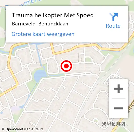 Locatie op kaart van de 112 melding: Trauma helikopter Met Spoed Naar Barneveld, Bentincklaan op 6 juli 2022 17:35