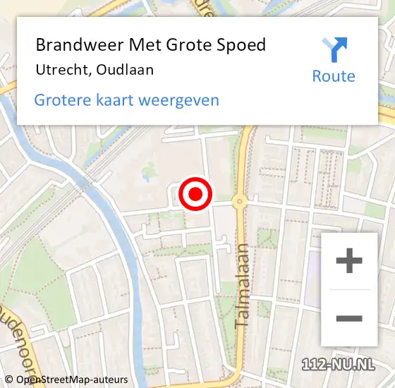 Locatie op kaart van de 112 melding: Brandweer Met Grote Spoed Naar Utrecht, Oudlaan op 6 juli 2022 17:47