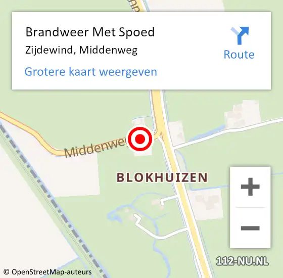 Locatie op kaart van de 112 melding: Brandweer Met Spoed Naar Zijdewind, Middenweg op 6 juli 2022 19:24
