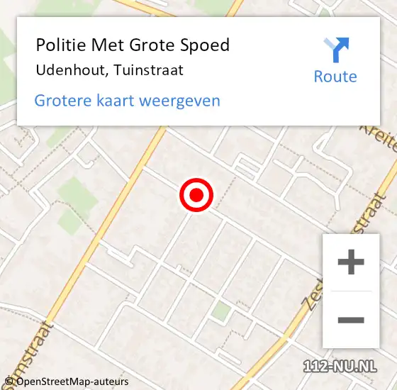 Locatie op kaart van de 112 melding: Politie Met Grote Spoed Naar Udenhout, Tuinstraat op 6 juli 2022 22:16