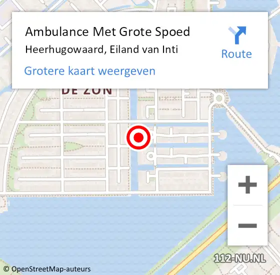 Locatie op kaart van de 112 melding: Ambulance Met Grote Spoed Naar Heerhugowaard, Eiland van Inti op 6 juli 2022 23:40