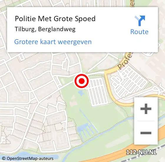 Locatie op kaart van de 112 melding: Politie Met Grote Spoed Naar Tilburg, Berglandweg op 7 juli 2022 01:53