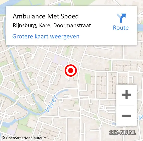 Locatie op kaart van de 112 melding: Ambulance Met Spoed Naar Rijnsburg, Karel Doormanstraat op 7 juli 2022 03:22