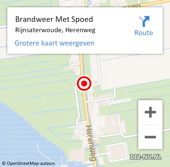 Locatie op kaart van de 112 melding: Brandweer Met Spoed Naar Rijnsaterwoude, Herenweg op 7 juli 2022 05:08