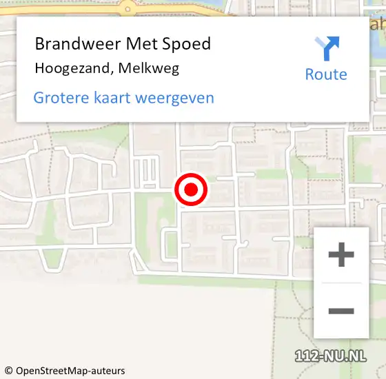 Locatie op kaart van de 112 melding: Brandweer Met Spoed Naar Hoogezand, Melkweg op 7 juli 2022 06:30