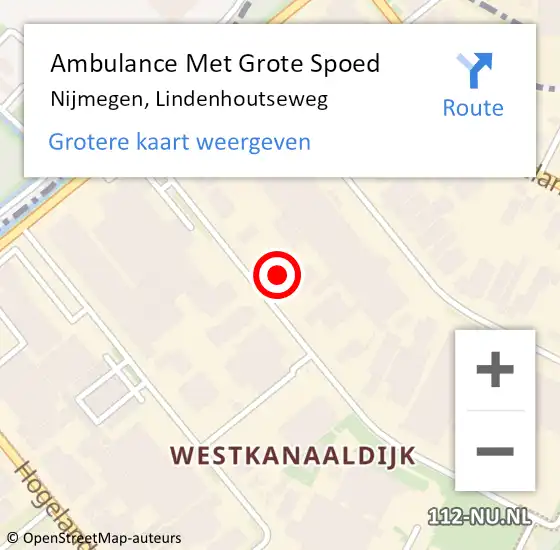 Locatie op kaart van de 112 melding: Ambulance Met Grote Spoed Naar Nijmegen, Lindenhoutseweg op 7 juli 2022 07:25