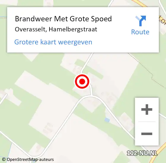 Locatie op kaart van de 112 melding: Brandweer Met Grote Spoed Naar Overasselt, Hamelbergstraat op 7 juli 2022 08:10