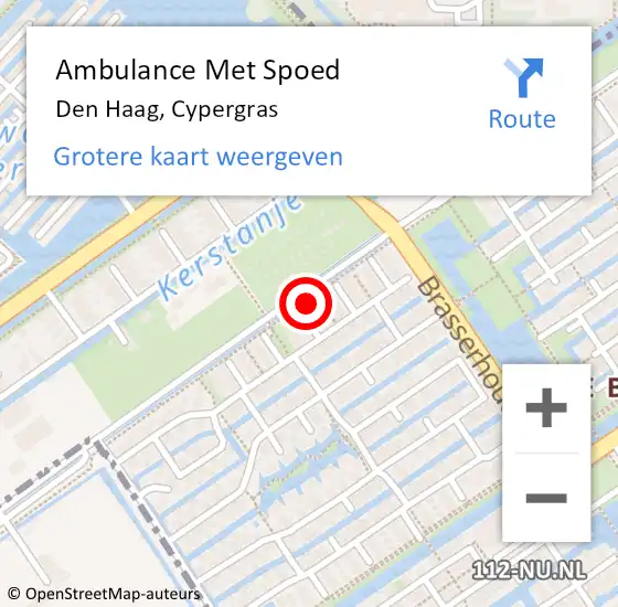 Locatie op kaart van de 112 melding: Ambulance Met Spoed Naar Den Haag, Cypergras op 7 juli 2022 08:16