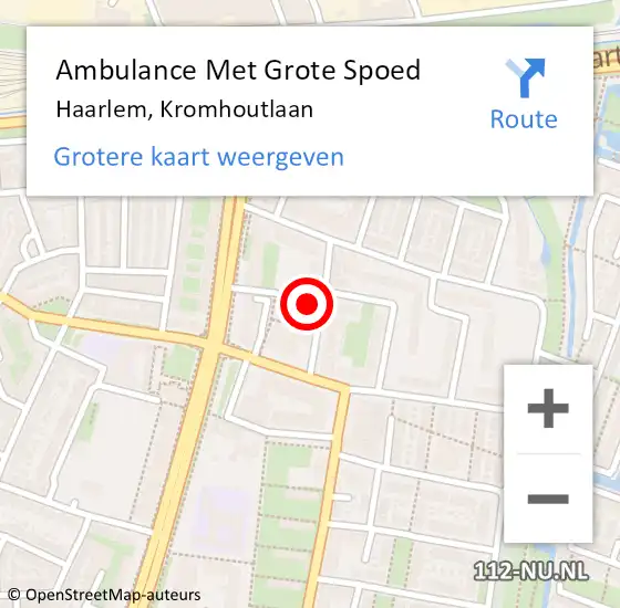 Locatie op kaart van de 112 melding: Ambulance Met Grote Spoed Naar Haarlem, Kromhoutlaan op 7 juli 2022 09:21