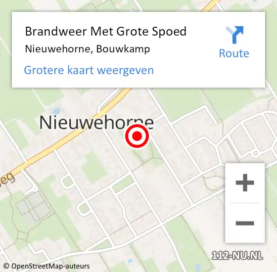 Locatie op kaart van de 112 melding: Brandweer Met Grote Spoed Naar Nieuwehorne, Bouwkamp op 7 juli 2022 10:37