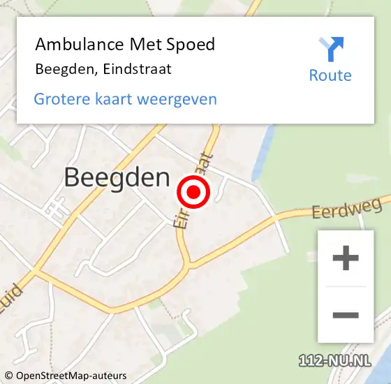 Locatie op kaart van de 112 melding: Ambulance Met Spoed Naar Beegden, Eindstraat op 7 juli 2022 10:37