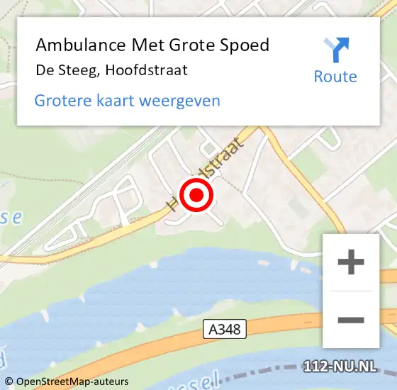 Locatie op kaart van de 112 melding: Ambulance Met Grote Spoed Naar De Steeg, Hoofdstraat op 7 juli 2022 10:54