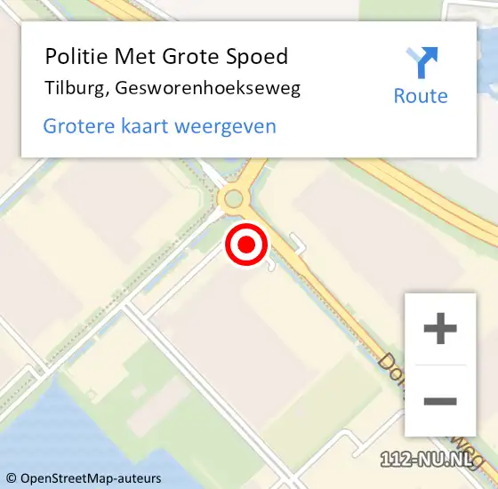 Locatie op kaart van de 112 melding: Politie Met Grote Spoed Naar Tilburg, Gesworenhoekseweg op 7 juli 2022 11:05