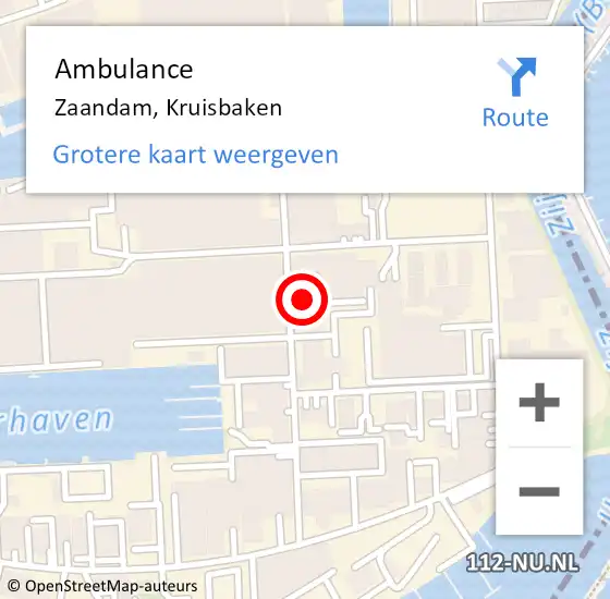 Locatie op kaart van de 112 melding: Ambulance Zaandam, Kruisbaken op 7 juli 2022 11:39
