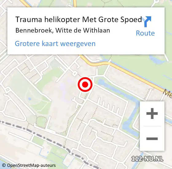 Locatie op kaart van de 112 melding: Trauma helikopter Met Grote Spoed Naar Bennebroek, Witte de Withlaan op 7 juli 2022 12:46