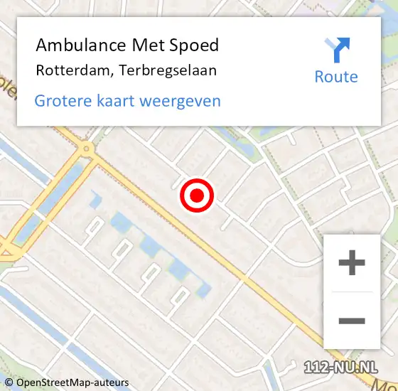 Locatie op kaart van de 112 melding: Ambulance Met Spoed Naar Rotterdam, Terbregselaan op 7 juli 2022 13:11