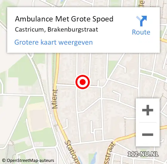 Locatie op kaart van de 112 melding: Ambulance Met Grote Spoed Naar Castricum, Brakenburgstraat op 7 juli 2022 14:16