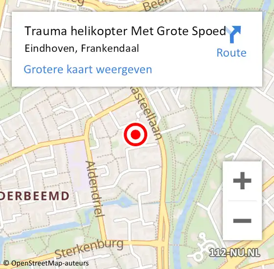 Locatie op kaart van de 112 melding: Trauma helikopter Met Grote Spoed Naar Eindhoven, Frankendaal op 7 juli 2022 14:18