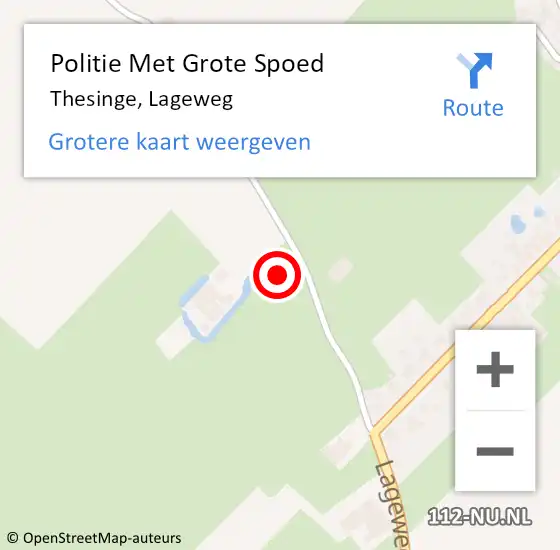 Locatie op kaart van de 112 melding: Politie Met Grote Spoed Naar Thesinge, Lageweg op 7 juli 2022 15:49