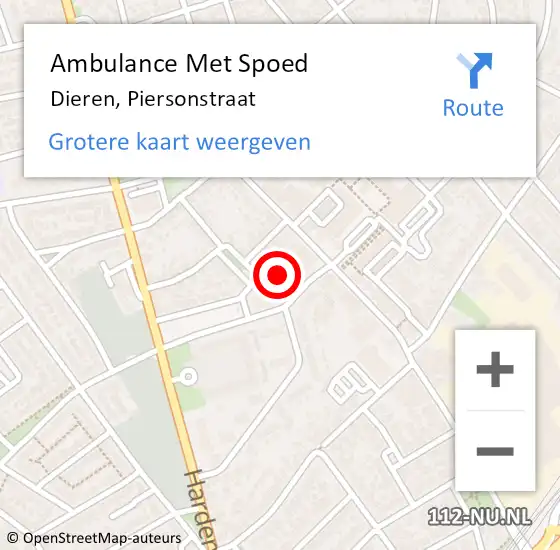 Locatie op kaart van de 112 melding: Ambulance Met Spoed Naar Dieren, Piersonstraat op 7 juli 2022 16:16