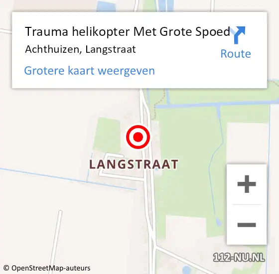 Locatie op kaart van de 112 melding: Trauma helikopter Met Grote Spoed Naar Achthuizen, Langstraat op 7 juli 2022 16:25
