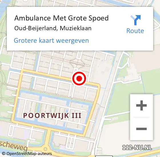 Locatie op kaart van de 112 melding: Ambulance Met Grote Spoed Naar Oud-Beijerland, Muzieklaan op 7 juli 2022 16:31