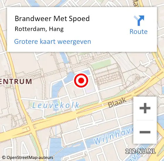 Locatie op kaart van de 112 melding: Brandweer Met Spoed Naar Rotterdam, Hang op 7 juli 2022 18:36
