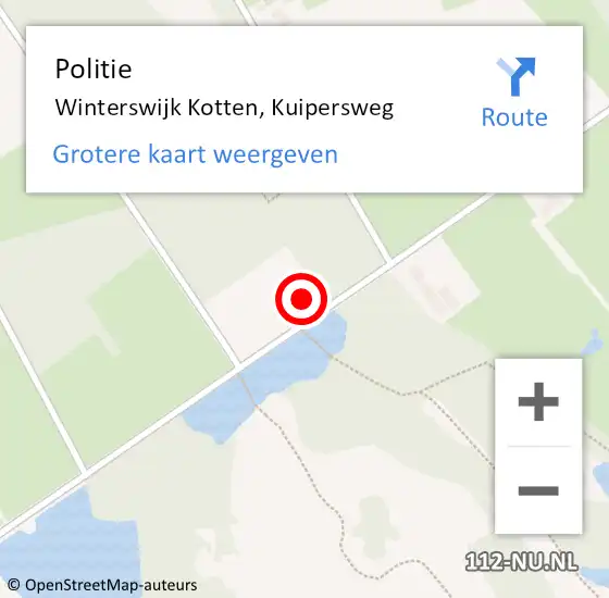 Locatie op kaart van de 112 melding: Politie Winterswijk Kotten, Kuipersweg op 7 juli 2022 19:02