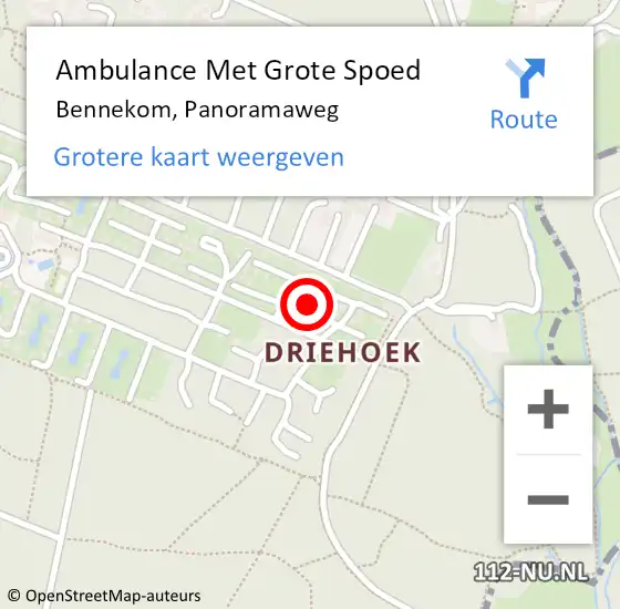 Locatie op kaart van de 112 melding: Ambulance Met Grote Spoed Naar Bennekom, Panoramaweg op 7 juli 2022 19:26