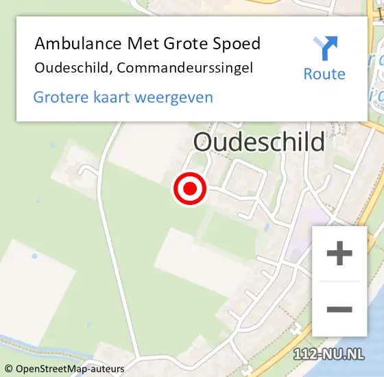 Locatie op kaart van de 112 melding: Ambulance Met Grote Spoed Naar Oudeschild, Commandeurssingel op 7 juli 2022 23:33