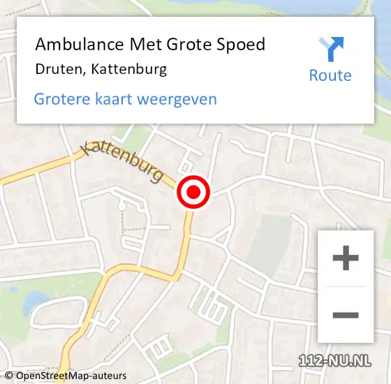 Locatie op kaart van de 112 melding: Ambulance Met Grote Spoed Naar Druten, Kattenburg op 8 juli 2022 00:58