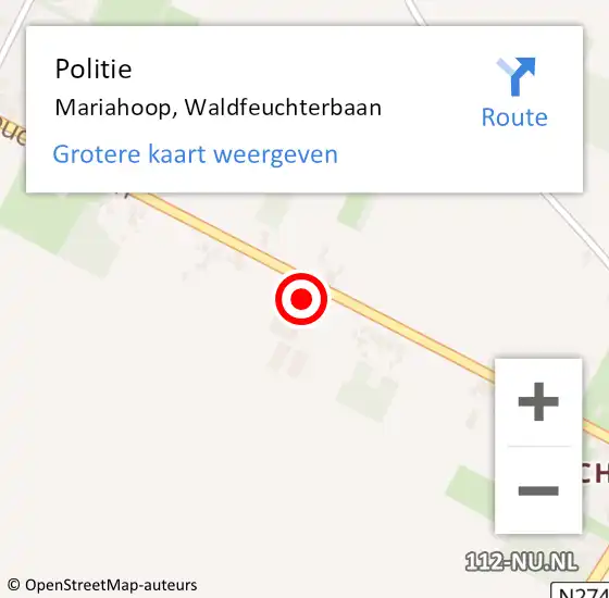 Locatie op kaart van de 112 melding: Politie Mariahoop, Waldfeuchterbaan op 8 juli 2022 09:38