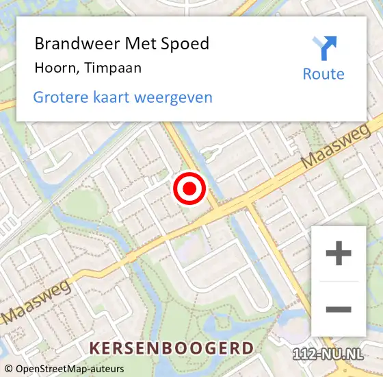 Locatie op kaart van de 112 melding: Brandweer Met Spoed Naar Hoorn, Timpaan op 8 juli 2022 14:43
