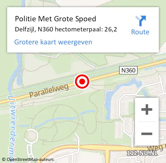Locatie op kaart van de 112 melding: Politie Met Grote Spoed Naar Delfzijl, N360 hectometerpaal: 26,2 op 8 juli 2022 15:21