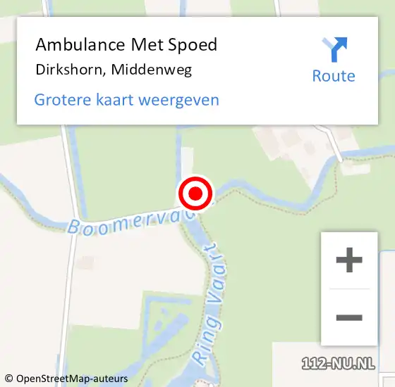 Locatie op kaart van de 112 melding: Ambulance Met Spoed Naar Dirkshorn, Middenweg op 8 juli 2022 17:26